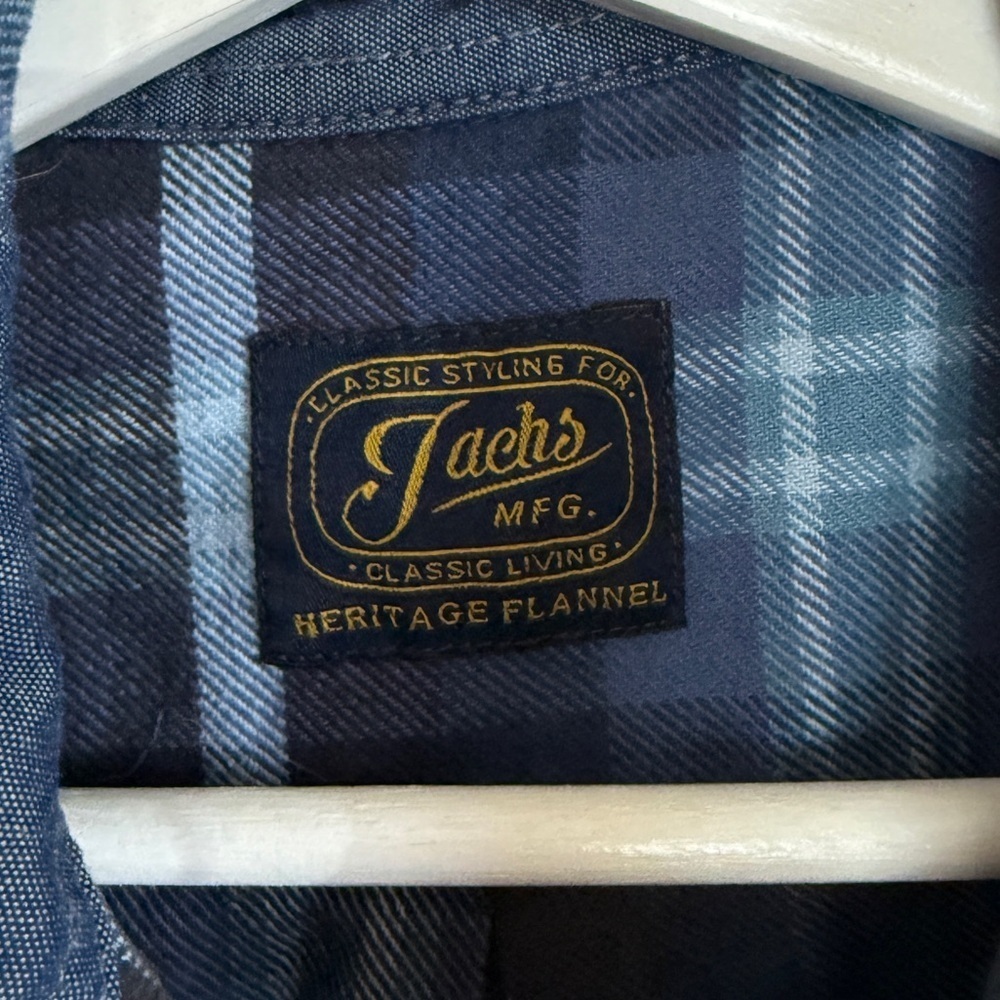 Jachs NY Flannel Plaid Blue Cotton Heavyweight Flannel Outdoor Men’s Medium - Picture 10 of 12
